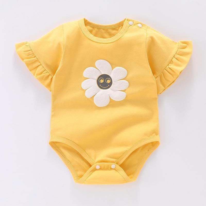Macacão de bebê verão puro algodão manga curta fino triângulo macacão bebê menina novo estilo estilo ocidental macacão