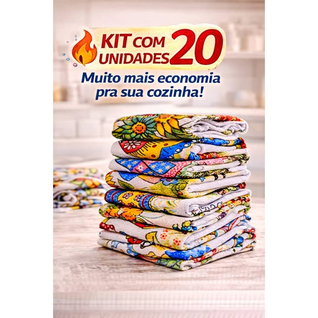 Kits de Panos de Prato Algodão 45x75 Premium Estampado Forte Absorção Secagem Rápida Cozinha