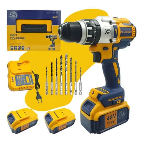 Kit Furadeira Parafusadeira Sem Fio 2 Baterias 48v C Brocas