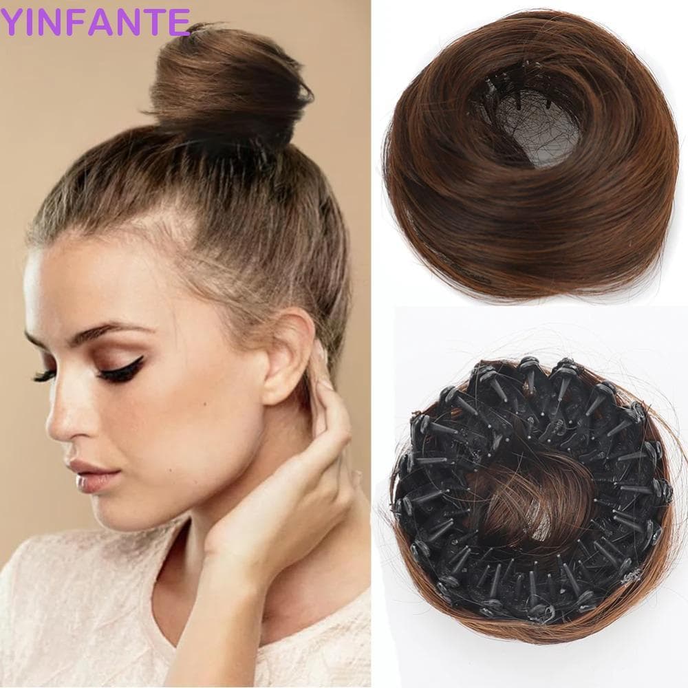 YINFANTEWN Apliques De Cabelo Updo , Extensões De Coque Bagunçado Retrátil Sintético , Mini Chignons Em Forma De Ninho D