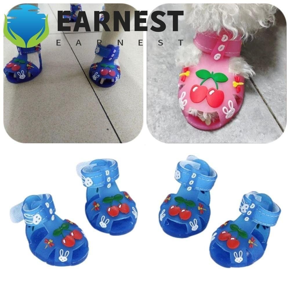 EARNEST 4 Pçs/Set Sandálias De Geléia De Verão Para Cachorro , Sapatos De Respiráveis Ajustáveis De Desenho Animado , An