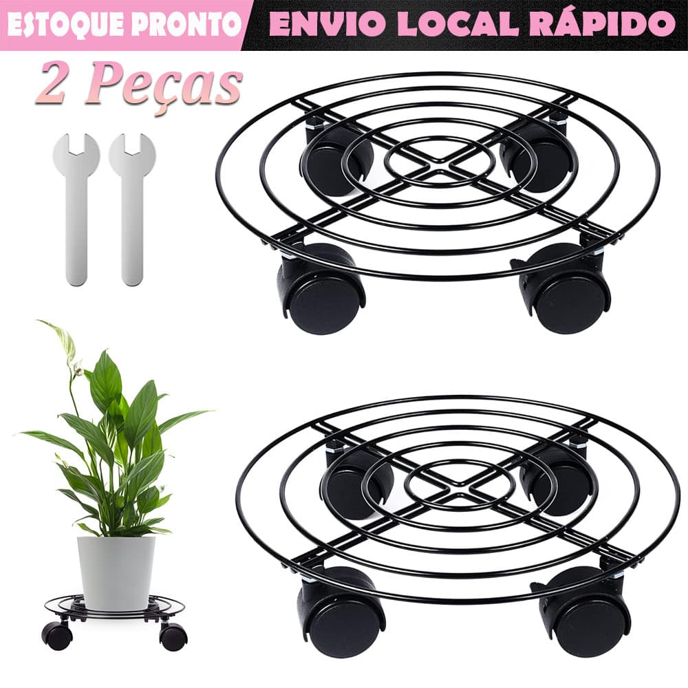 Suporte Para Vaso de planta 27cm Aro Normal Rodas 50KG com Rodinhas 360°
