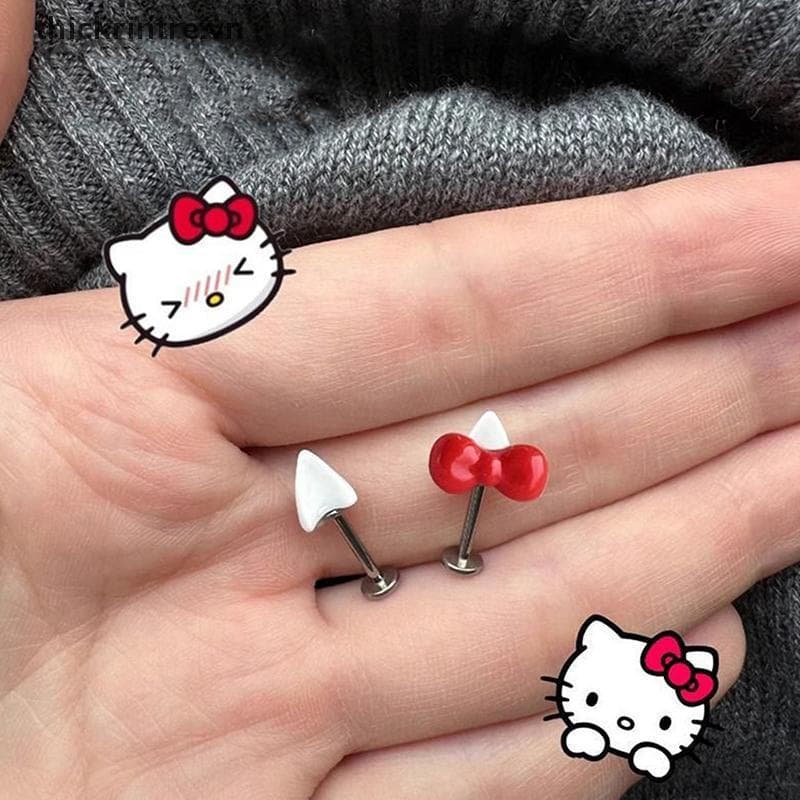 THI 2 Peças Arco Orelhas De Gato Em Forma De Osso De Orelha Brincos Fofos Para Mulheres Acessórios De Joias De Punção VN