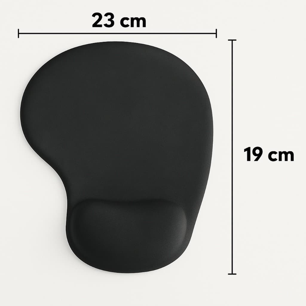 Mouse Pad Ergonômico Preto Com Apoio De Pulso Em Gel Almofadado Conforto Para Escritório Home Office Computador