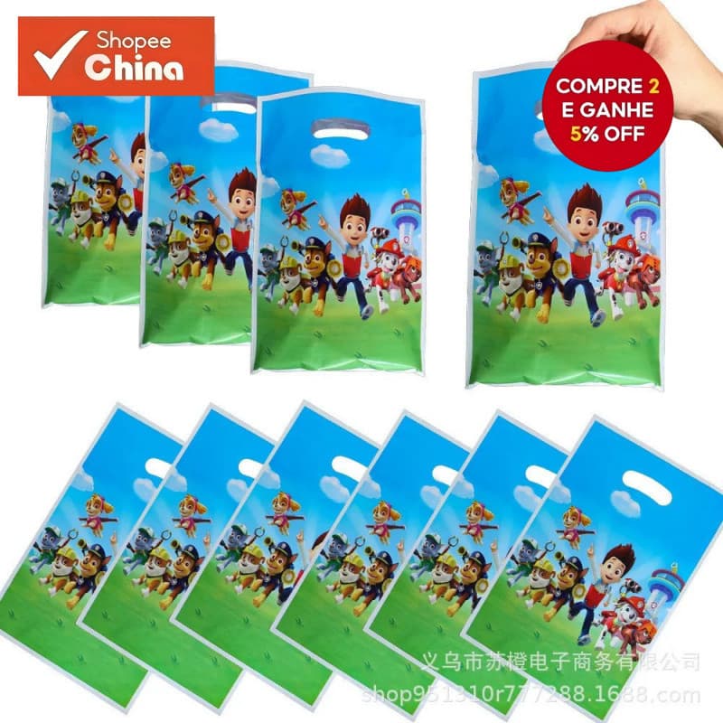 Tema Patrulha Canina, Lembrancinhas para Meninos, Presentes Surpresa para Festa de Aniversário, Sacolas de Doces 10/20/3