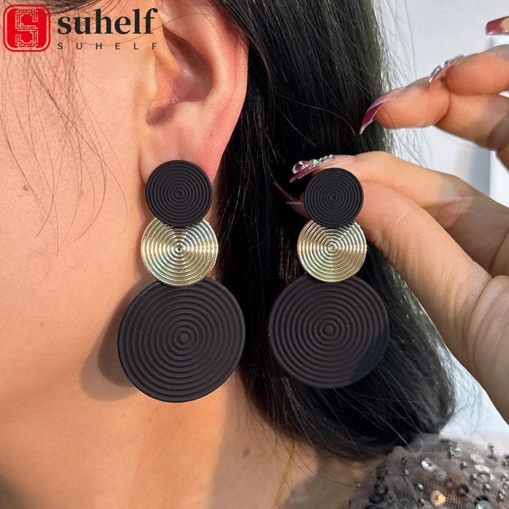 SUHELF 1 Par  Brincos Pendentes , Redondo Geométrico Bohemia De Declaração , Vintage De Metal Femininos