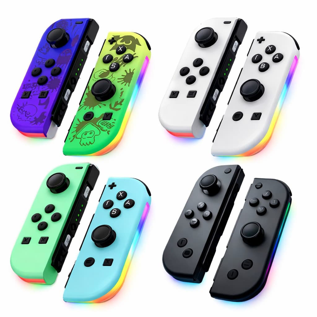 Gamepad Joycon Nintendo Switch Com Led Cores: Roxo Verde Animal Crossing, Branco, Verde Azul, Preto. JoyPad Switch V1 V2