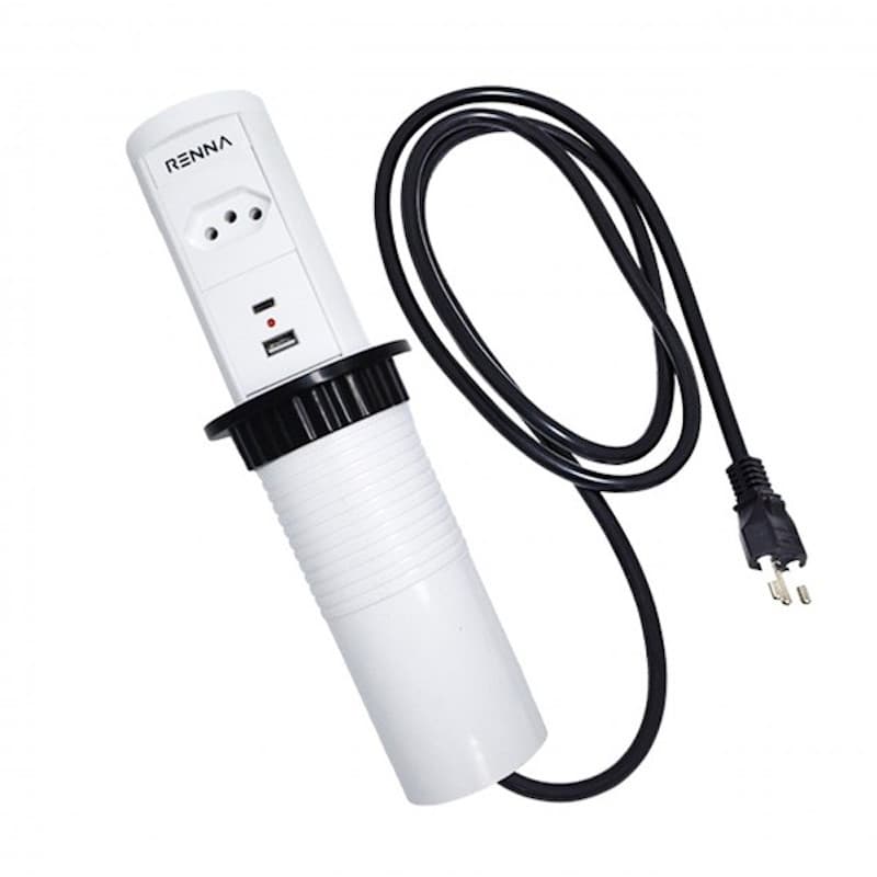 Torre Tomada Automática Indução Wireless 1 T + 2 USB Branco