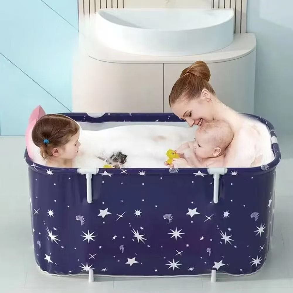 Banheira Ofurô Dobrável Portátil Retangular PVC Com Encosto pequeno padrão de estrela--7128