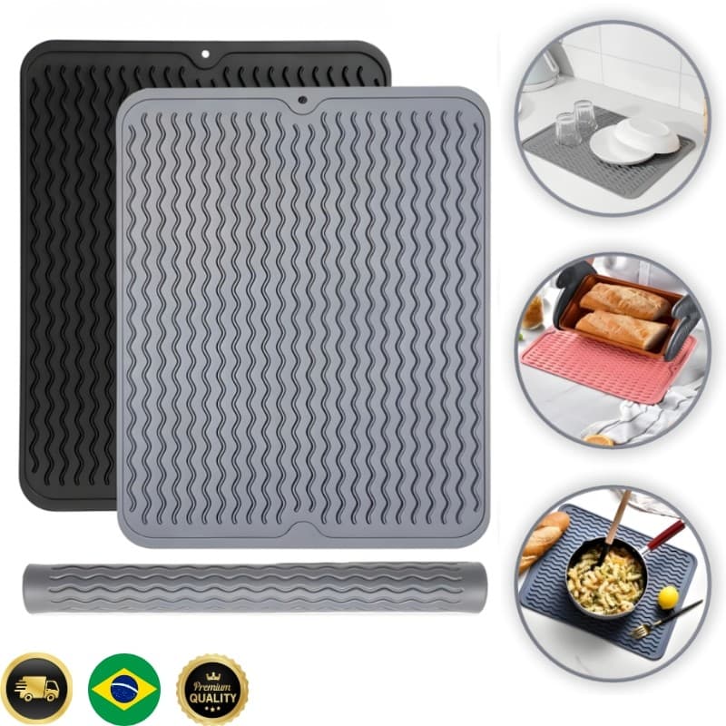 Tapete Escorredor de Louça e Descanso de Panela em Silicone – Antiderrapante e Antitérmico