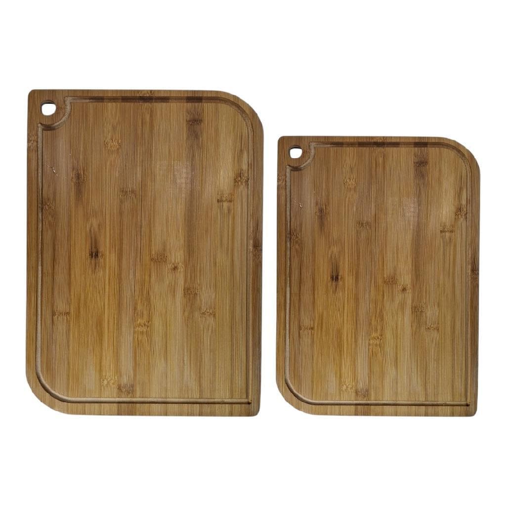2 Tabuas De Corte Bambu Madeira Cuba Gourmet 38cmX27cm e 40cmX29cm Cortar Carne Fruta Restaurante