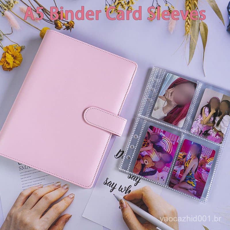 Nova Pasta De Cartão Fotográfico A5 Kpop Com 25 Pacotes De Páginas De 4 Bolsos , Álbum Coletor A5 De 6 Anéis 200 Compart