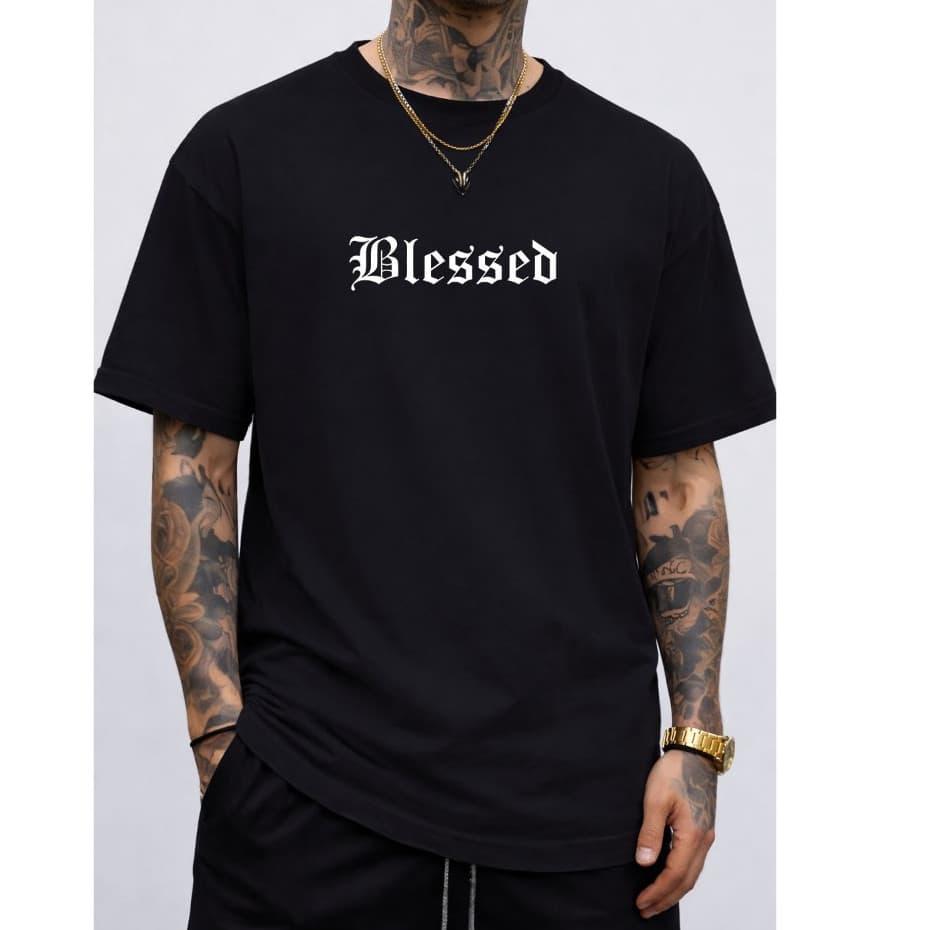 Camiseta DTF Blessed Fio 30.1 Blusa 100% Algodão