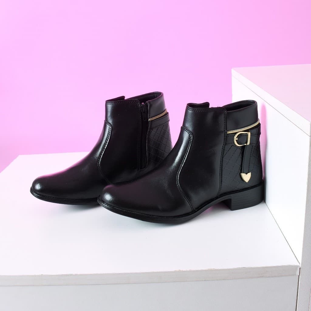 Bota Feminina Cano Curto Médio Coturno Zíper Exclusiva Blogueira Moderna Moda