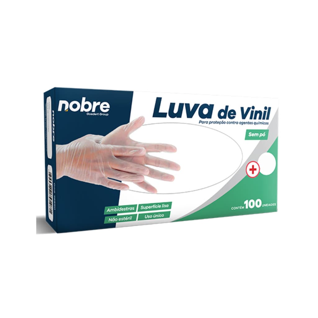 Luvas descartáveis de  Vinil sem Pó - Procedimento Não Cirúrgico c/100 unid. Nobre