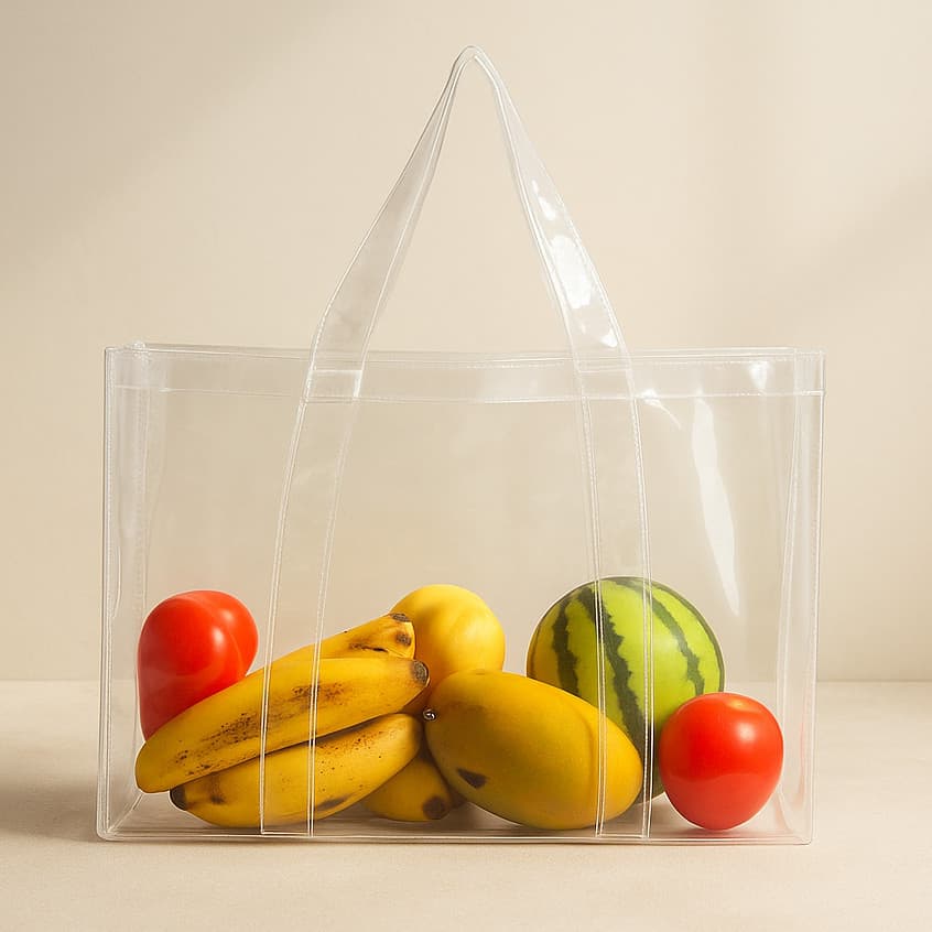 Bolsa Sacola Grande Transparente Organizacional 100% Pvc Cristal Tamanho M Para Presidio Jumbo Praia