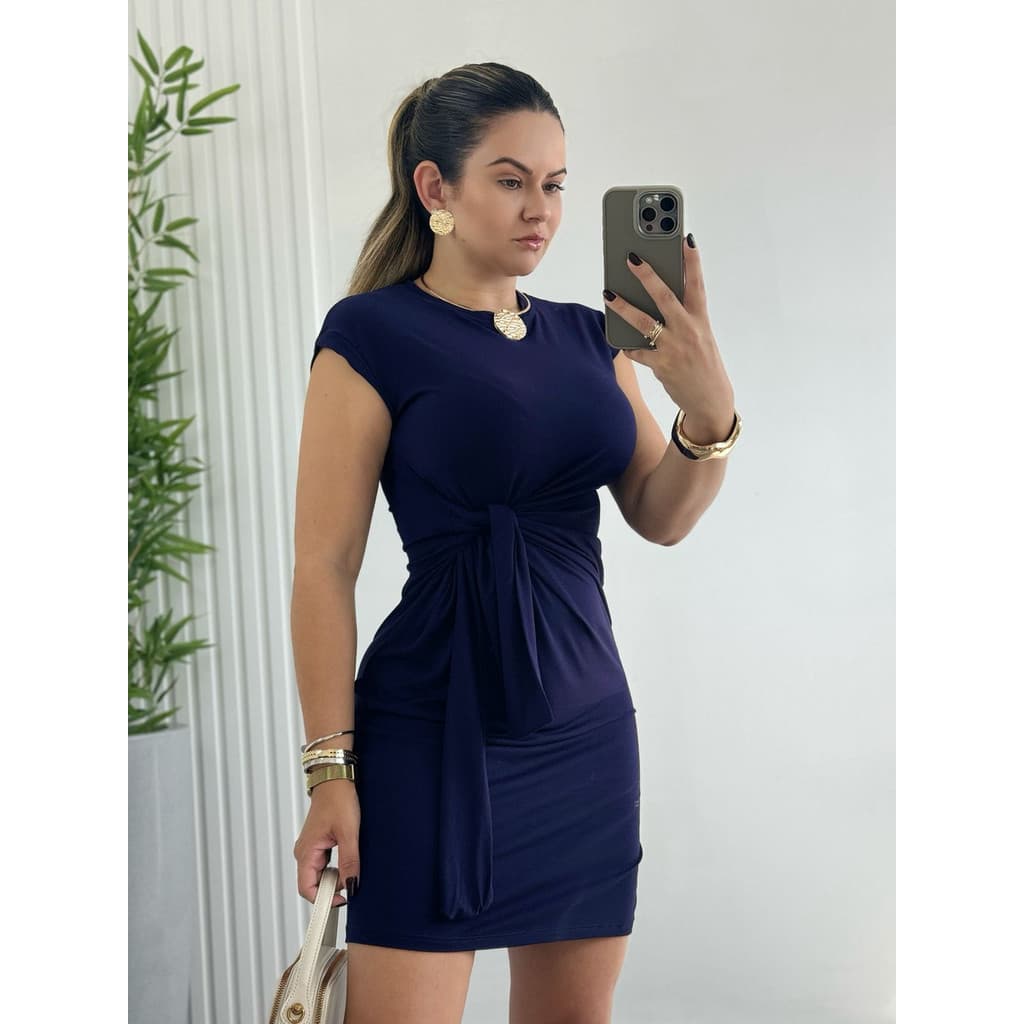 Vestido Amarração Lateral Viscolycra Curto Colado