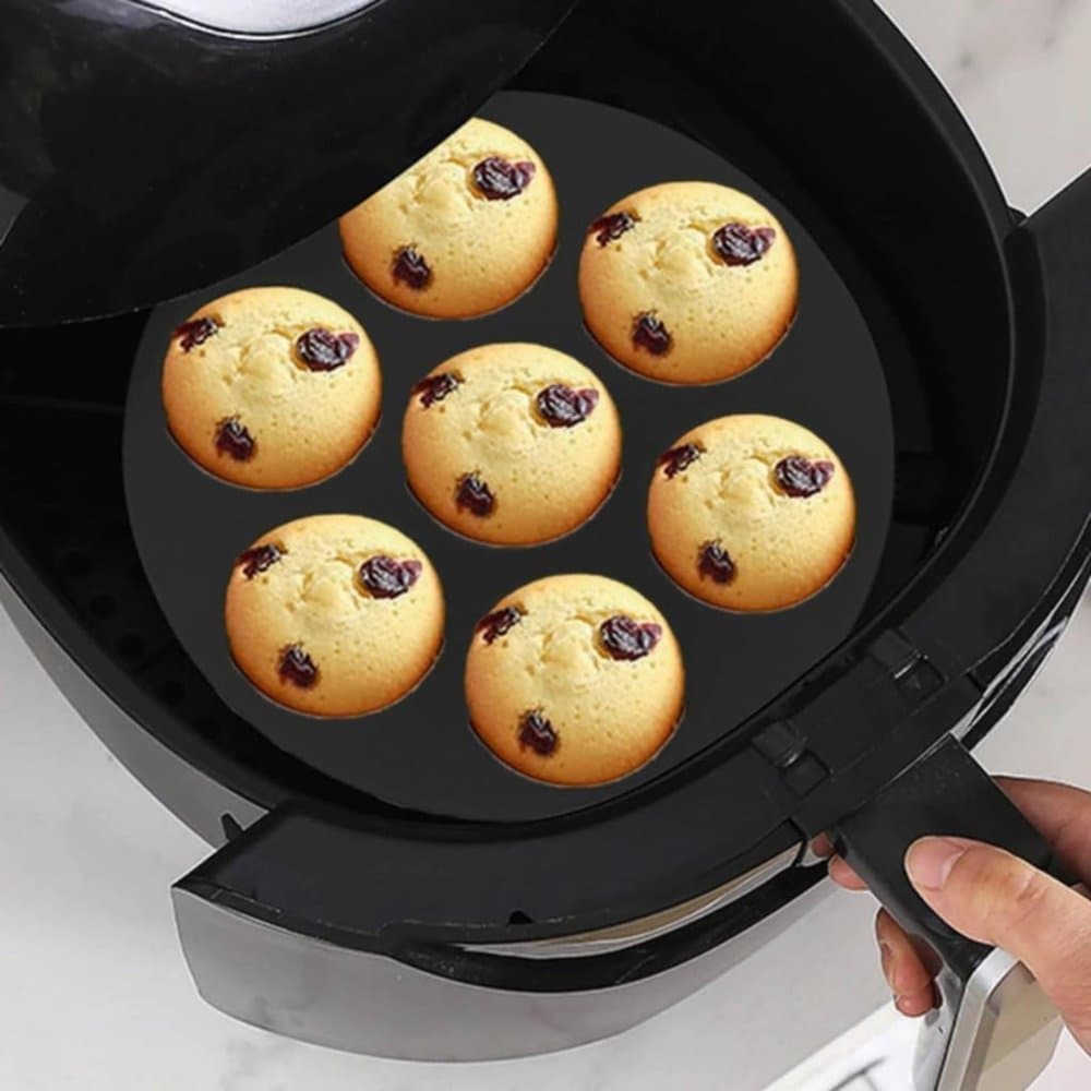 Forma Cupcake Air Fryer 7 Cavidades Silicone Cor Sortida Reutilizável Muffin Doces Forno Cozinha