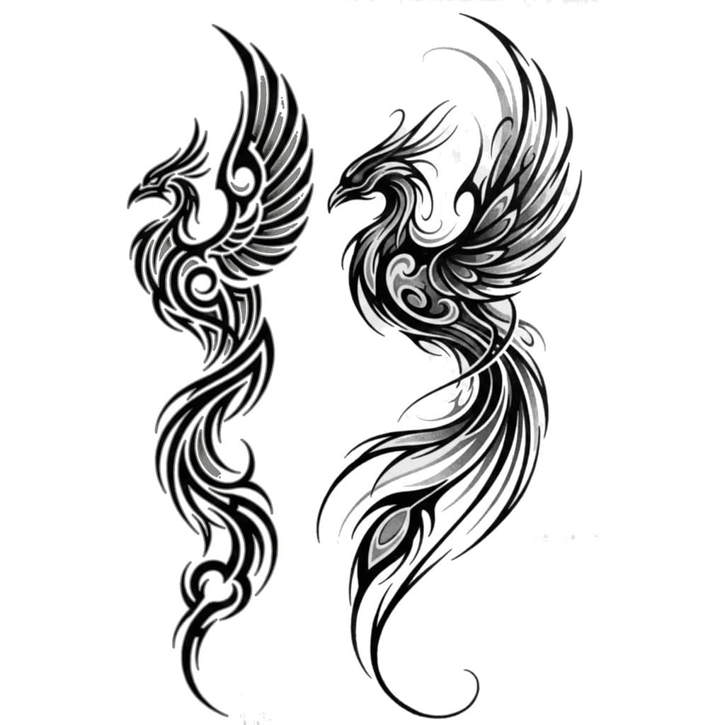 2 Tatuagem Temporária Falsa Fenix Grandes