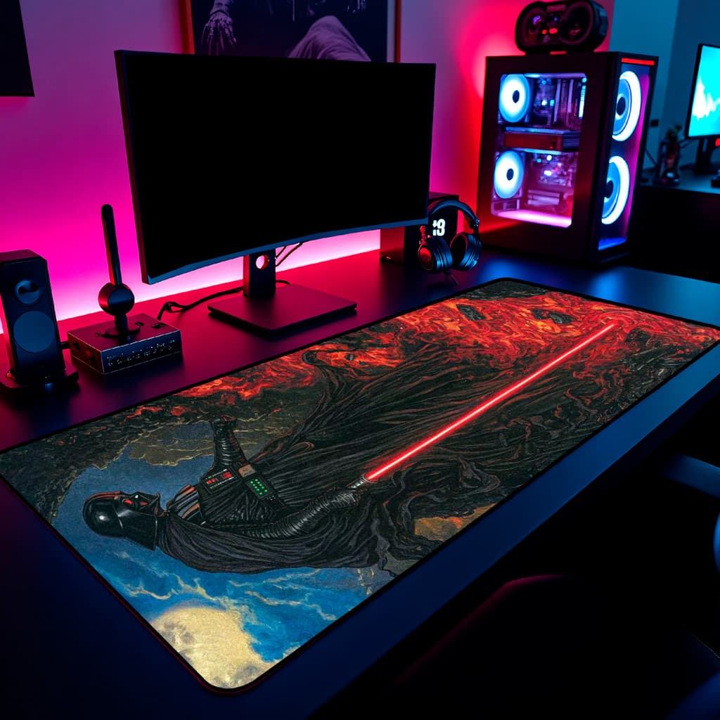 Mouse Pad Darth Vader Star Wars Sith Gamer 65x30cm / 80x40cm / 90x50cm / 120x60cm Borda Costurada