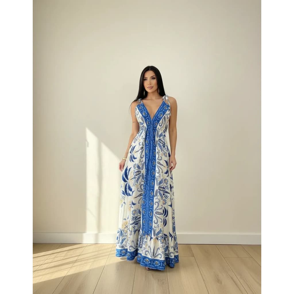 Vestido Longo Floral Feminino Longo Para Festa Casual