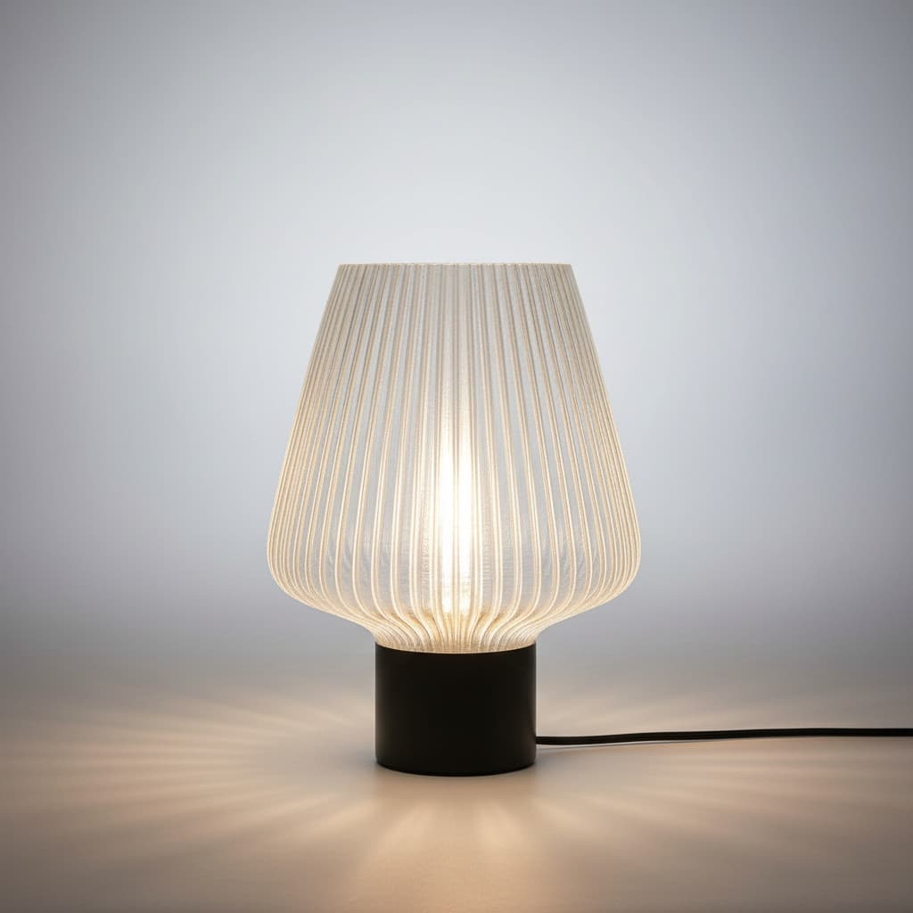 Abajur Espiral De Mesa C/ Lâmpada Estrutura Transp Com preto
