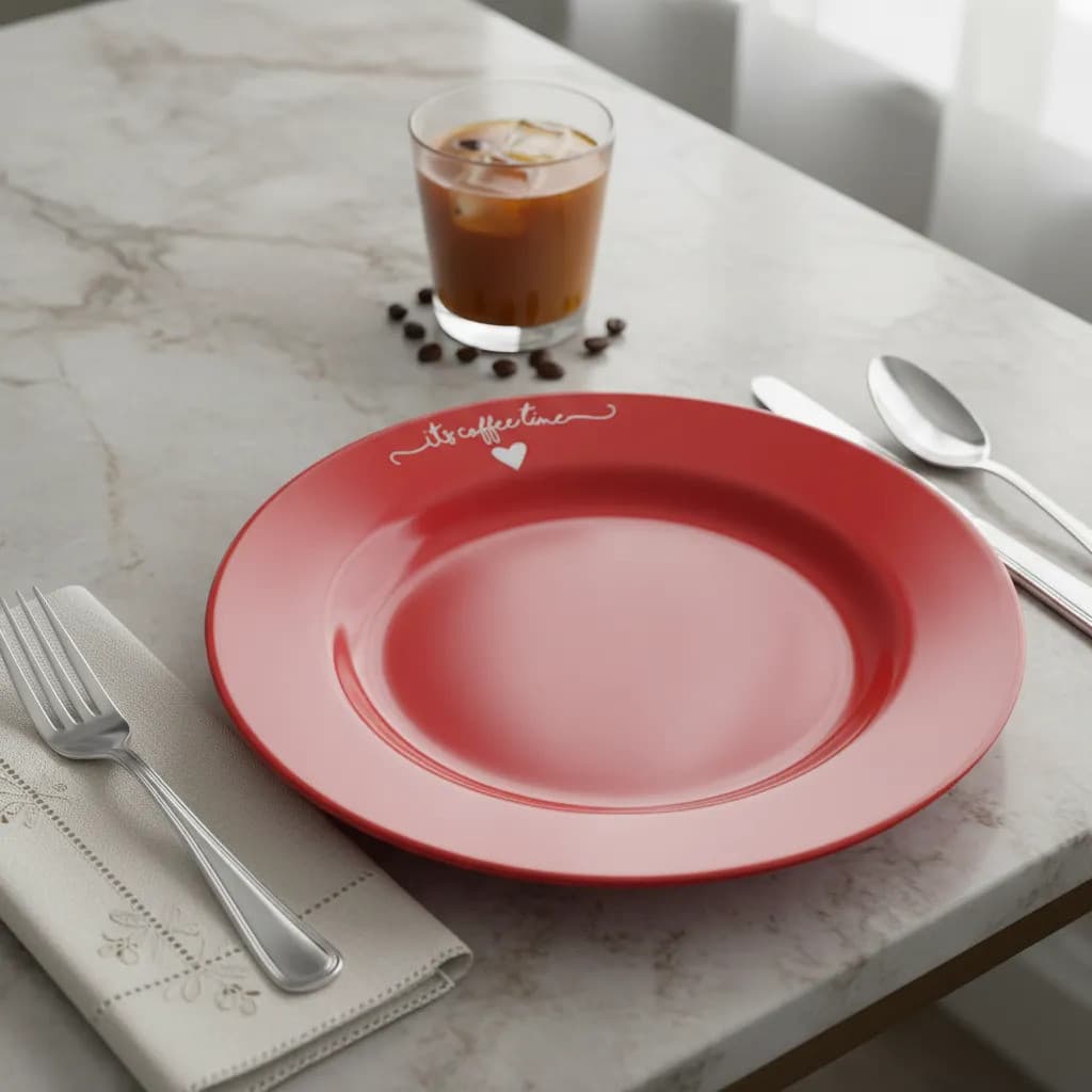 Prato Sobremesa Porcelana Hauskraft L'amour Vermelho 19cm Vermelho