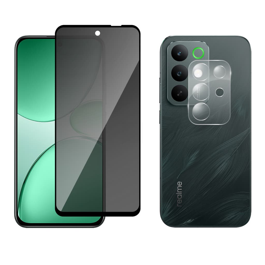 Película Vidro Privacidade + Película Câmera Vidro P/ Realme C85 4G