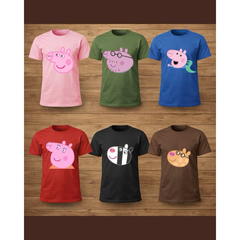 Camiseta [PREMIUM] Peppa Pig ou Jorge ou Mamãe ou Papai ou Zoe ou Pedro Pony | Unissex Algodão|