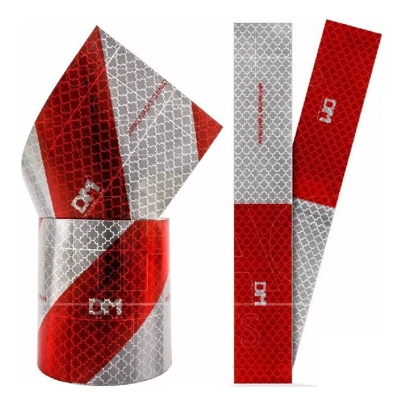 Kit 20 Faixa Refletiva Lateral + 1 Parachoque Caminhão Dm Refletivos Vermelho Geométrico