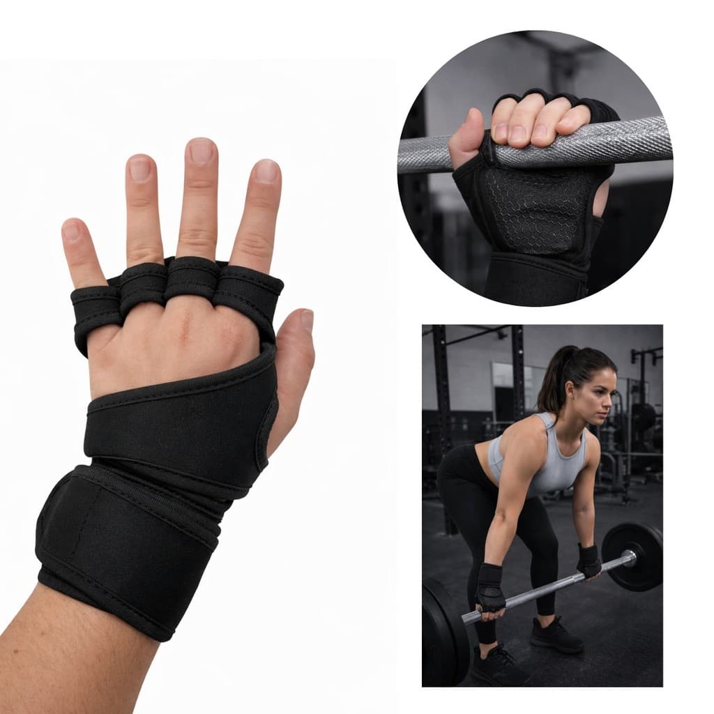 1 Par Luvas De Levantamento De Peso Unissex /Proteção De Mão Academia/Fitness/Crossfit
