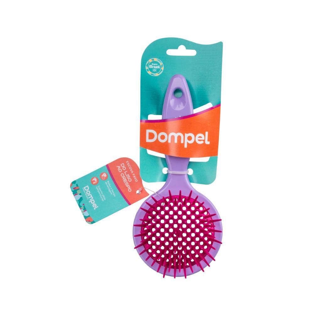 Escova de Cabelo Profissional FAVO REDONDA para Cachos e Definidora Cor Violeta - Dompel