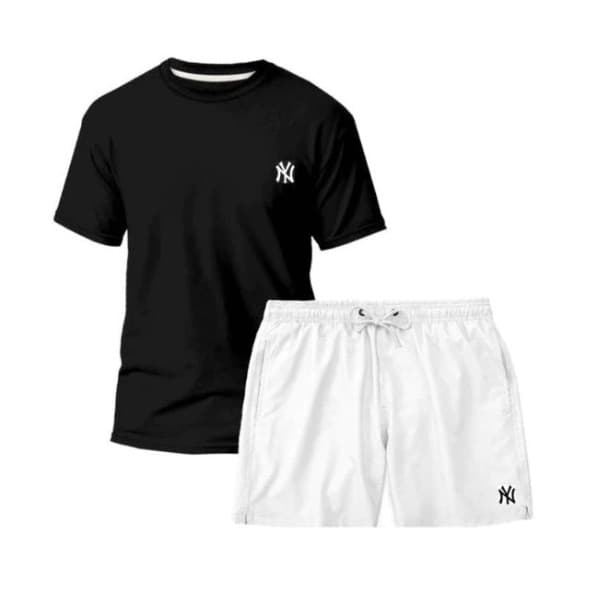 Kit Camiseta Algodão + Short Tactel Masculino Moda