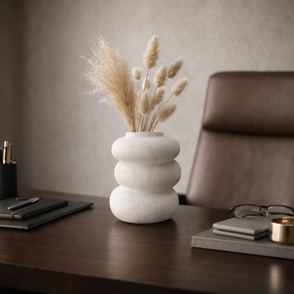 Vaso Decorativo Minimalista 17cm  Branco E Marfim Moderno para Sala, Quarto e Home Office