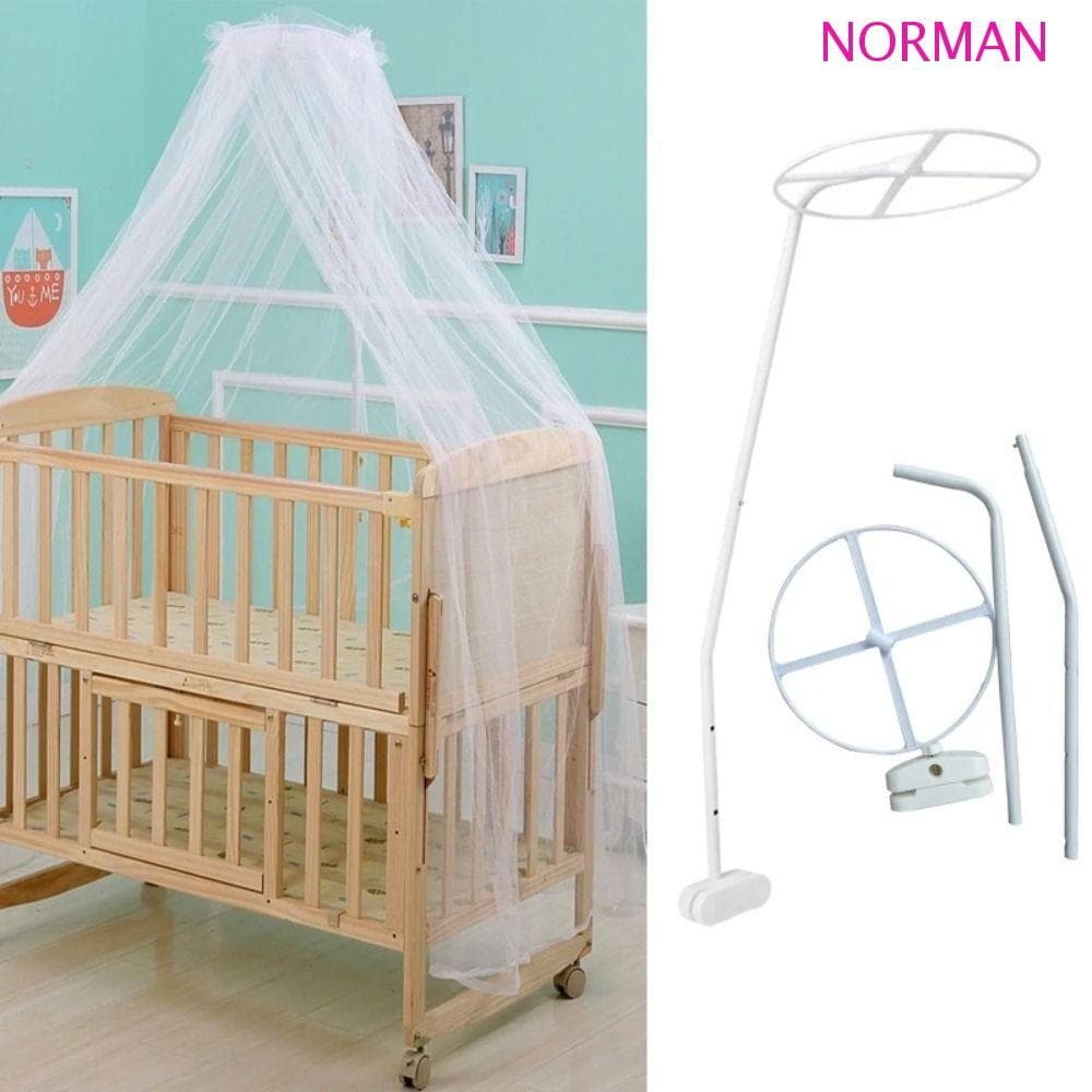 Suporte De Rede Mosquiteira NORMAN , Redondo De Cama De Ferro , Berço Branco Durável Do Bebê Quadro Da Barra Mosquito