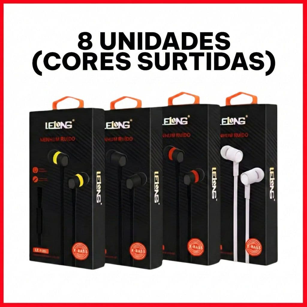 Atacado Kit 3/5/8 Fones de Ouvido Intra-Auricular com Microfone P2 3.5mm Estéreo para Celular e PC - Lelong LE-0201