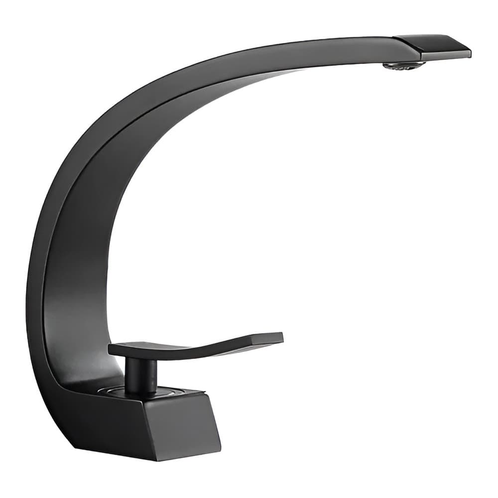 Torneira Banheiro Monocomando Cascata Curva Preto Premium