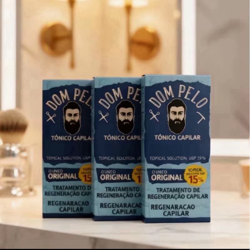 Kit 3 c/ Tônico Dom Pelo 15% -  Tratamento de Regeneração e Preenchimento Capilar - Barba e Cabelo