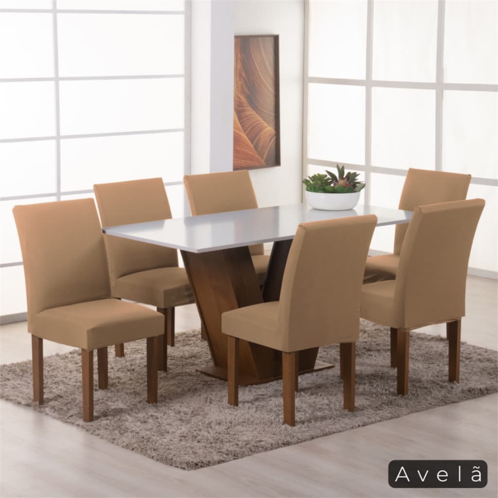 Kit 4 Capas de Cadeira Mesa de Jantar Malha com Elástico Ajustável