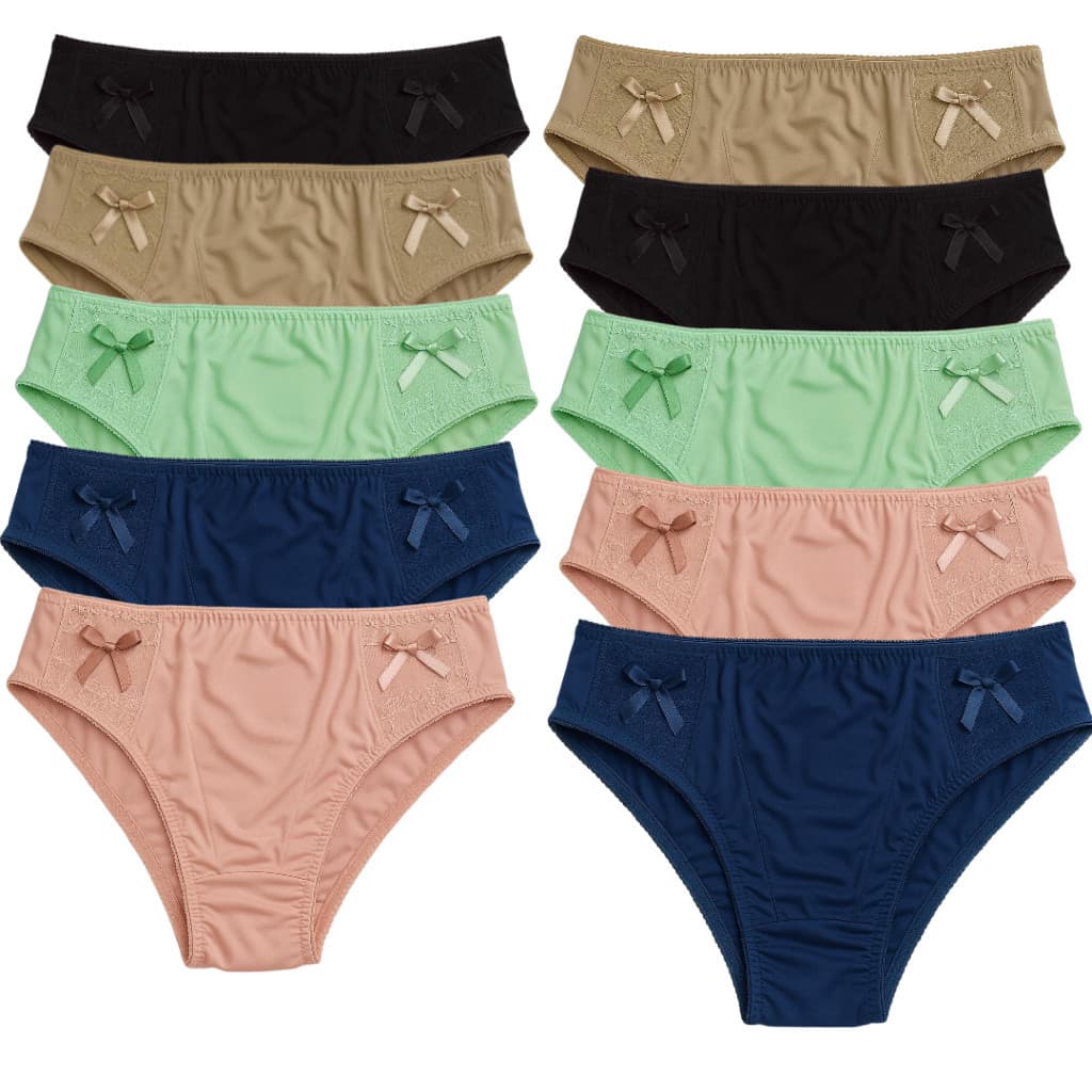 Kit 10 ou 3  Calçola Lacinho Delicada Microfibra Senhora Mulher  Plus Size Renda Cintura Alta Otima Modelagem Feminina