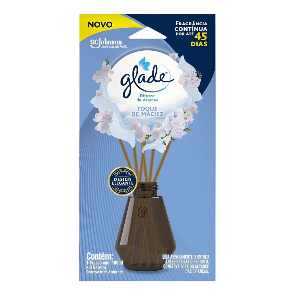 Difusor de Aromas Glade Toque de Maciez 100ml e 6 Varetas
