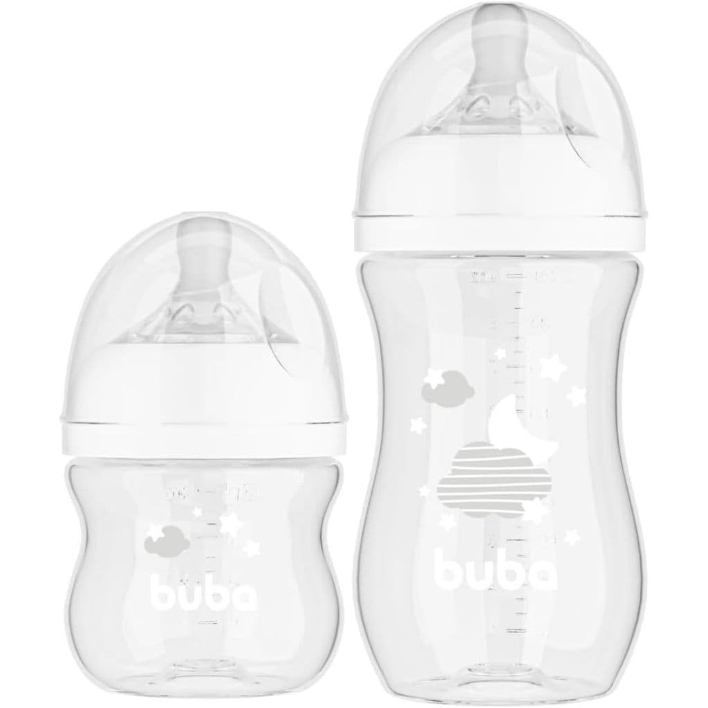 Kit 2 Mamadeiras Easy Flow Nuvem Branca 120/270ml Buba 20985