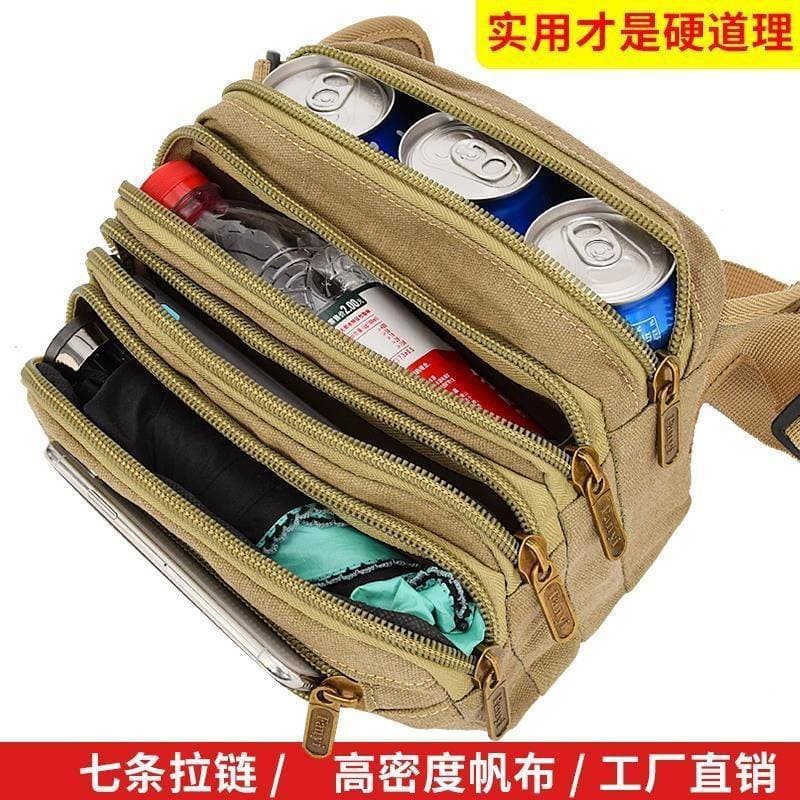Bolsa de cintura de lona grossa, resistente ao desgaste, masculina, feminina, multifuncional, grande capacidade, prática