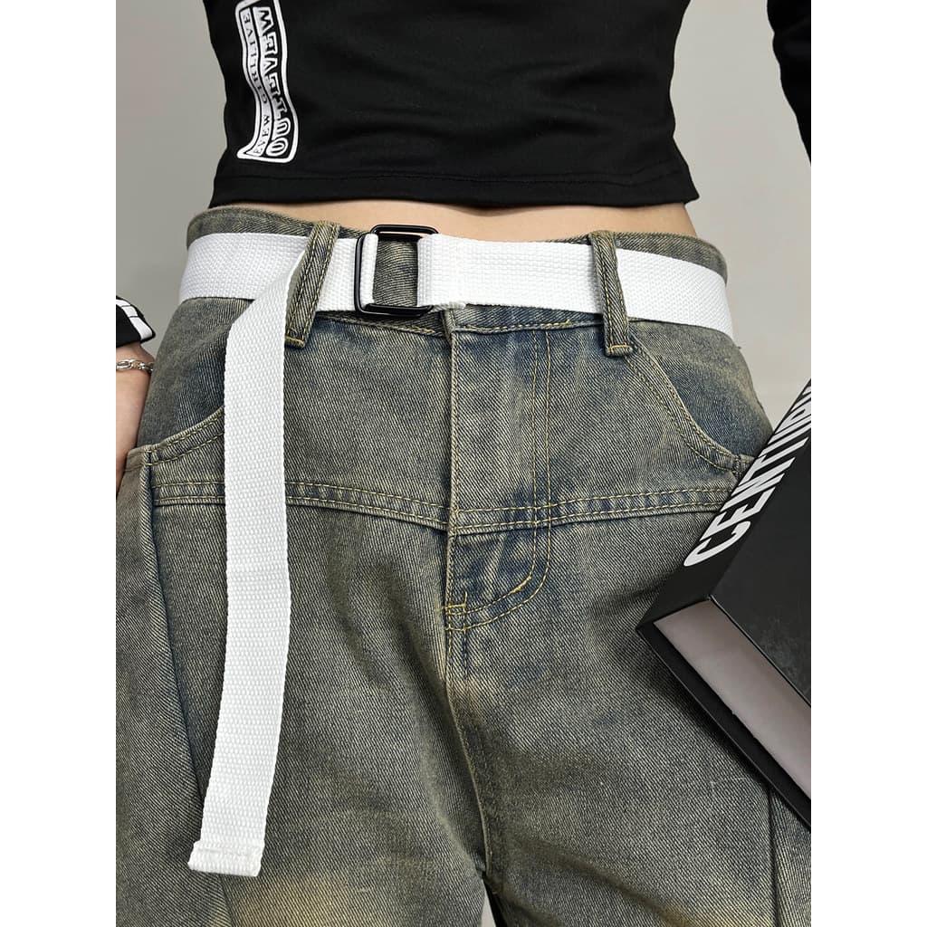 Cinto de lona unissex simples All-Match estudante tecido cinto Jeans macacão juventude mais calças compridas cinto