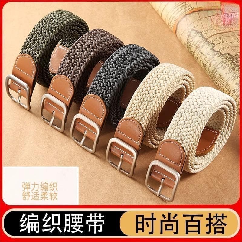 2026 novo estilo All-Match tecido preguiçoso perfuração-livre cinto masculino feminino estilo combinando Jeans cinto de