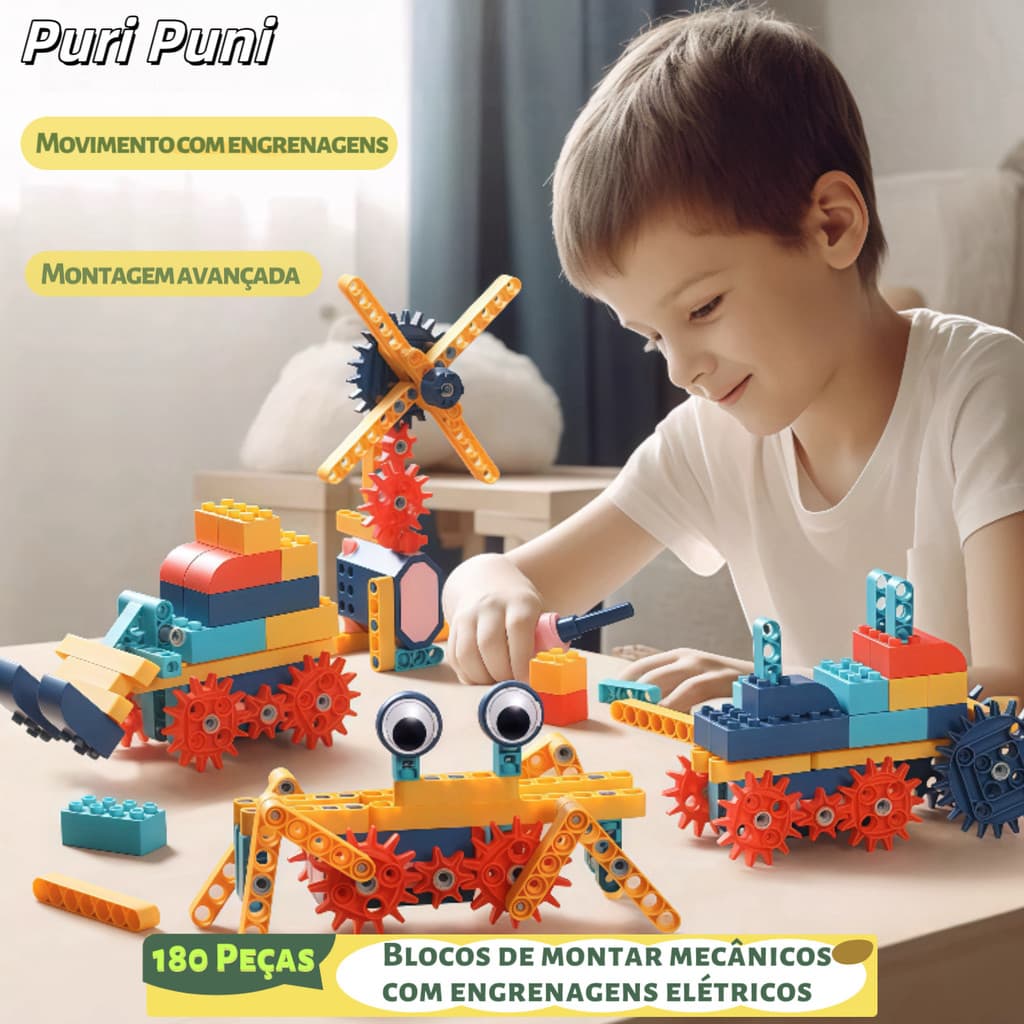 180/135 Blocos De Montar Brinquedo Criativo Construa animai robô e veículo Com Engrenagens Elétricas