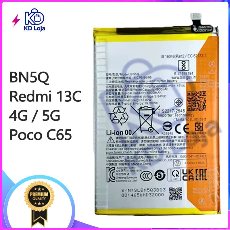 Bateria Para Redmi 13c 4g / 5g / Poco C65  BN5Q Com Garantia