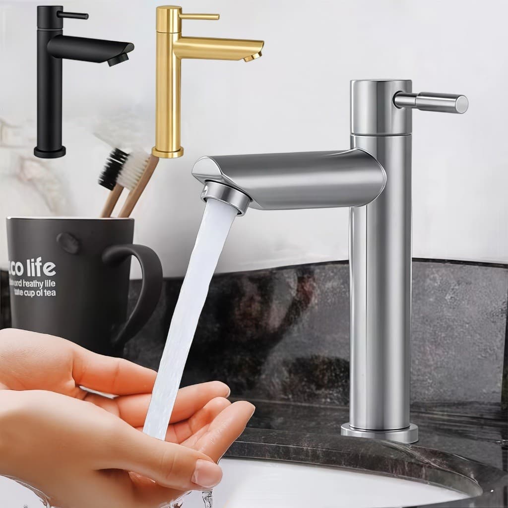 Torneira Inox 304 Para Banheiro Cozinha Metal Bancada Torneira Fria Simples Para Pia e Lavatório o