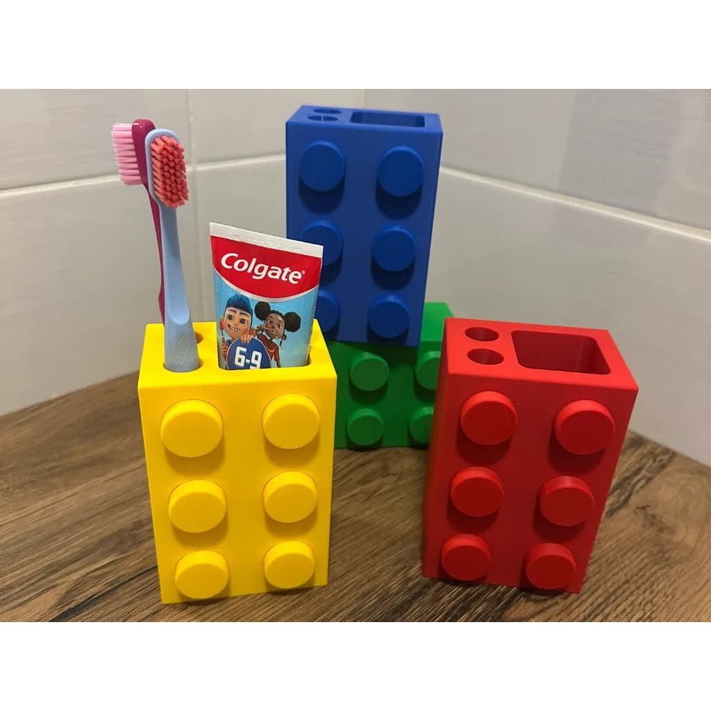 Porta Escova De Dente Infantil Bloco Tipo Lego | Organizador