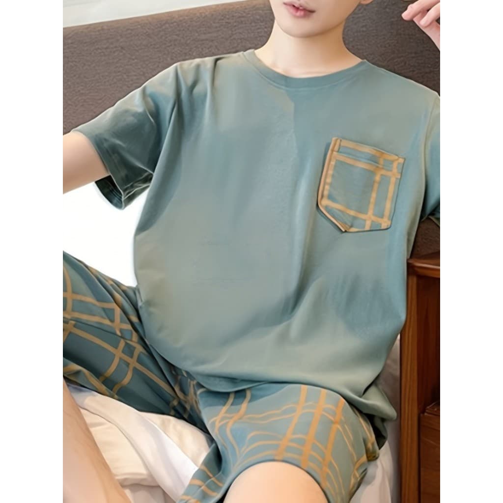 Meninos legal Shorts de manga curta Loungewear terno solto confortável exterior Wearable terno de duas peças